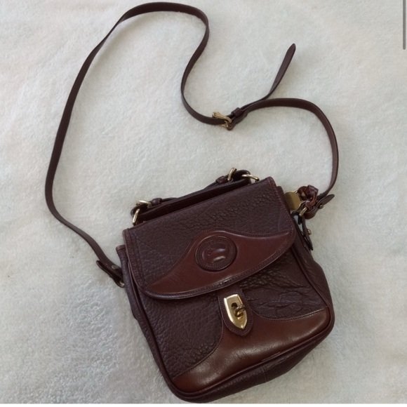 Vintage Dooney & Bourke All Weather Leather Brown Pebbled Crossbody Purse - Picture 4 of 13